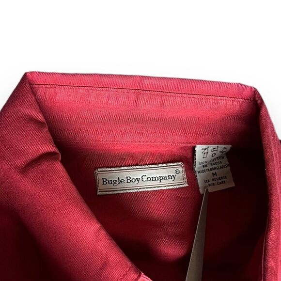Bugle Boy Vintage Dark Red Long Sleeve Button Up Shirt Logo Pocket Men’s Size M - Picture 4 of 8